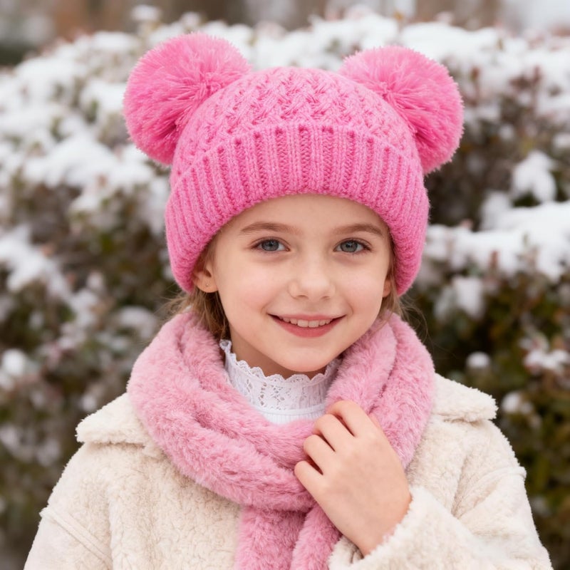 KDVOG Store Kids Winter Hat Warm Knitted Beanies with Double Pom Pom Thick Ski Cap for Boys Girls 7-12 Years - Image 2